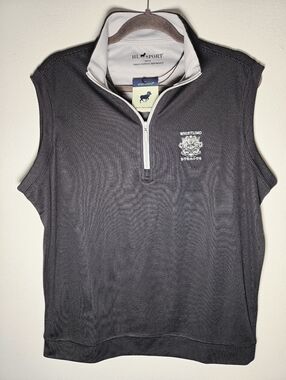 Whistling Straits Golf Vest Mens  Medium Horn Legend Sport Black Grey 1/4 Zip